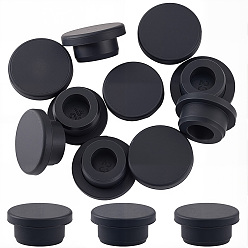 Черный 10шт. силиконовые заглушки для отверстий, вставьте заглушки в отверстия, торцевые заглушки вставок для стоек, для мебельного ограждения, круглые, чёрные, 33x15 мм, штифты : 23.5 мм