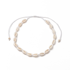 Белый Ожерелье из бисера из натуральной раковины каури и синтетической бирюзы для женщин, белые, внутренний диаметр: 12.20~23.62 дюйм (31~60 см)