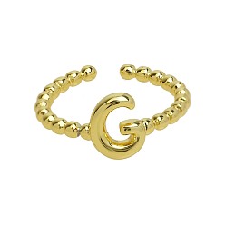Letter G Латунные манжеты с открытыми кольцами, золотые, Буква G, внутренний диаметр: регулируемый