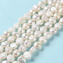 PapayaWhip Natural Cultured Freshwater Pearl Beads Strands, Two Sides Polished, Grade 2A, PapayaWhip, 10.5~12x7~8.5mm, Hole: 0.6mm, about 34pcs/strand, 14.17 inch(36cm)