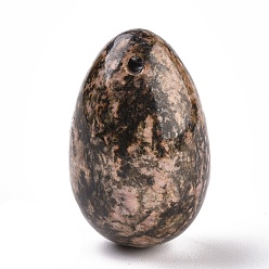 Rhodonite Natural Rhodonite Pendants, Easter Egg Stone, 31x20x20mm, Hole: 2mm