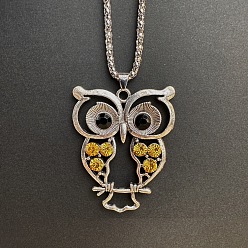 Подсолнух Винтажные подвески в виде совы из сплава со стразами, вырезанные в форме полой фигуры, для женщин., античное серебро, подсолнечник, 19.69 дюйм (50 см)