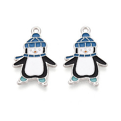 Белый Подвески в виде пингвинов из эмалированного сплава с покрытием для стеллажей, без кадмия, без никеля и без свинца, платина, белые, 25x16.5x1 мм, отверстие : 1.5 мм