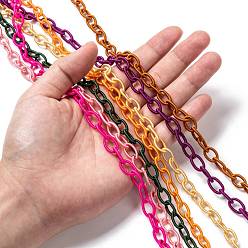 Mixed Color Handmade Nylon Cable Chains Loop, Oval, Mixed Color, 8~9x11~13x2mm, about 85cm/strand, 33.5 inch