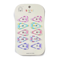 Сердце 10 шт. 5 цвета, узор в клетку, эпоксидная смола, заколка для волос, с железным зажимом, аксессуары для волос для девочек, сердце, 22x37x4 мм, 2 шт / цвет