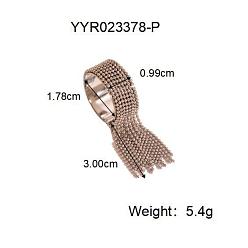 Нержавеющая Сталь Цвет 304 открытые манжеты-кольца с кисточками из нержавеющей стали для женщин, регулируемый, цвет нержавеющей стали, 30x9.9 мм, внутренний диаметр: 17.8 мм