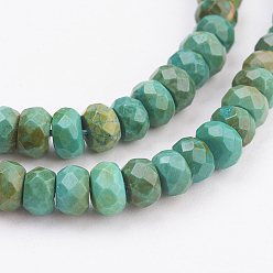 Магнезит Бусины из натурального магнезита, рондель, граненые, окрашенная и подогревом, 6~6.5x3.5~4 мм, отверстие : 1 мм, около 97 шт / нитка, 14.96 дюйм (38 см)