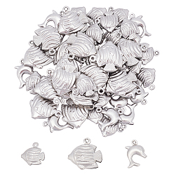 Stainless Steel Color 48Pcs 3 Style 316 Surgical Stainless Steel Pendants, Mixed Shape, Stainless Steel Color, 13~18x10~17x3~6mm, Hole: 1mm, 16pcs/style