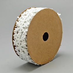 Snow Polyester Ribbons, Snowflake, Snow, 1 inch(25mm), about 2yards/roll(1.8288m/roll)
