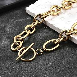 Золотой 304 нержавеющей стали Роло цепи ожерелье, с Переключить застежками, золотые, 18.5 дюйм (47 см)