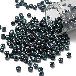 (1207) Opaque Turquoise Blue Marbled Тохо 6/0 круглые бусины, японский бисер, (1207) матовый бирюзово-голубой мрамор, 4 мм, отверстие : 1.5 мм, Около 840 шт / 50 г