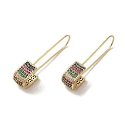 Разноцветный Женские серьги-кольца из латуни с микропаве и кубическим цирконием, реальный 18 k позолоченный, красочный, 41x8.5 мм