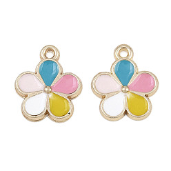 (52) Непрозрачная лаванда Подвески из эмали и сплава, , золотые, разноцветные, 17x14.5x2 мм, отверстие : 1.5 мм