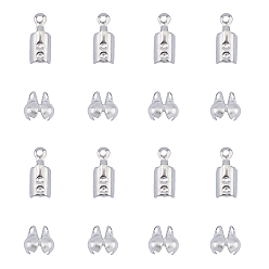 Stainless Steel Color 304 Stainless Steel Fold Over Crimp Cord Ends and Bead Tips, Stainless Steel Color, 400pcs/box