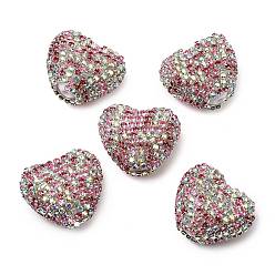 Ярко-Розовый Сверкающие акриловые бусины в форме сердца с украшением из страз, для самодельных украшений и украшений для ручек, ярко-розовый, 24x27.5~28x15 мм, отверстие : 3 мм