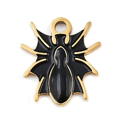 Spider Тема Хэллоуина 304 подвески из нержавеющей стали, с эмалью, золотые, паук, 15.5x14x1.5 мм, отверстие : 2 мм