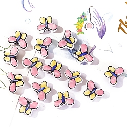 Бабочка Фарфоровые бусины ручной работы, яркие глазурованные, бабочка, 17x13 мм, отверстие : 2 мм