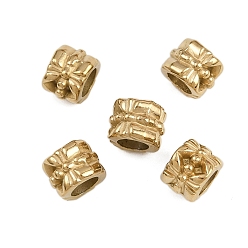 Настоящее золото 18K 304 из нержавеющей стали бусы, колонка, ионное покрытие (ip), реальный 18 k позолоченный, 7.5x6 мм, отверстие : 4 мм