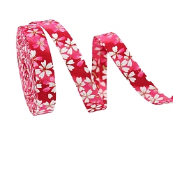 Cerise Rubans imprimés en polyester de fleurs de marquage à chaud, pour la fabrication de décorations en tissu bricolage, cerise, 5/8 pouces (16 mm)