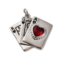 Платина Латунные микро проложить кубического циркония подвески, игральные карты, с целью перехода в кольце, долговечный, без кадмия и без свинца, стойки покрытие, платина, 22x23.5x4.5 мм, отверстие : 3 мм