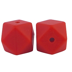 Красный Восьмиугольные бусины из пищевого силикона, красные, 17 мм