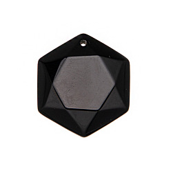 Обсидиан Природные подвески обсидиана, шестиугольник, 25x28x10 мм