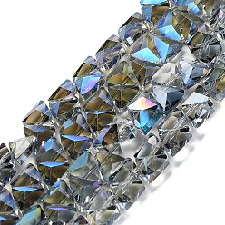 Светлый Стально-синий Стеклянные бусины с гальваническим покрытием , треугольные, граненые, светло-стальной синий, 7.5x8x5.5 мм, отверстие : 0.8 мм, около 70 шт / нитка, 13.39'' (34 см)