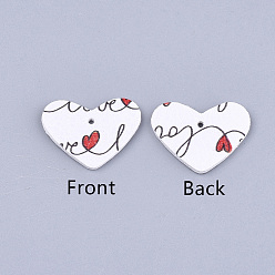 White PU Leather Pendants, Heart, For Valentine's Day Jewelry Making, White, 19.5x25.5x1.5mm, Hole: 1.5mm