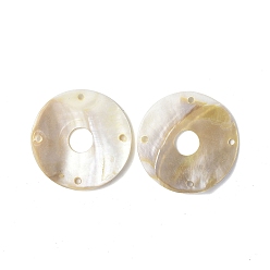 Seashell Color Natural Freshwater Shell Connector Charms, Flat Round Links, Seashell Color, 55x5mm, Hole: 3mm
