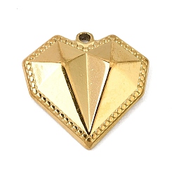 Real 18K Gold Plated 304 Stainless Steel Pendants, Heart Charms, Faceted, Ion Plating(IP), Real 18K Gold Plated, 17.5x18x3.5mm, Hole: 1mm