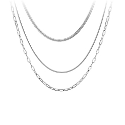 Нержавеющая Сталь Цвет Ожерелья из трехслойной нержавеющей стали, цвет нержавеющей стали, 16.34 дюйм (41.5 см)