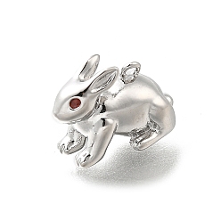 Платина Латунные микро проложить кубического циркония подвески, кролика прелести, платина, 9x13.5x7 мм, отверстие : 0.9 мм