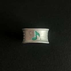 Musical Note Широкие кольца из эмалированного сплава, серебряные, музыкальная нота, внутренний диаметр: 15~20 мм