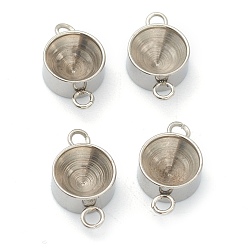 Нержавеющая Сталь Цвет Устойчив к потускнению 202 соединитель из нержавеющей стали со стразами, для заостренного горного хрусталя, плоско-круглые, цвет нержавеющей стали, 13.5x8x4 мм, отверстие : 1.8 мм, пригодный для стразов 7 мм