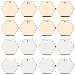 Real Gold Plated & Real Platinum Plated 50 шт 2 цвета латунные подвески, долговечный, без никеля , шестиугольник, настоящее золото и платина, 10x11.5x1 мм, отверстие : 1 мм, 25 шт / цвет