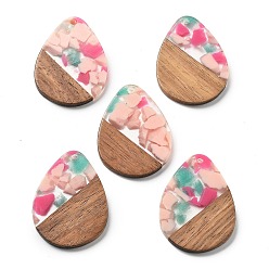 Лавандовый румянец Подвески из смолы и ореха, слеза, лавандовый румянец, 35.5x26x3 мм, отверстие : 2 мм