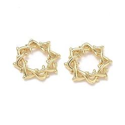 Real 18K Gold Plated Brass Beads, Star with Thorn, Large Hole Beads, Cadmium Free & Lead Free, Rack Plating, Long-Lasting Plated, Real 18K Gold Plated, 17.5x3mm, Hole: 8mm
