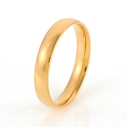 Золотой 201 кольца плоские из нержавеющей стали, золотые, Размер 9, внутренний диаметр: 19 мм, 4 мм