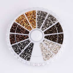 (52) Непрозрачная лаванда 1 коробочные медные обжимные бусины, трубка, разноцветные, 1.5x1.5 мм, отверстие: 1 мм, около 275 шт / отсек, 3300 шт / коробка