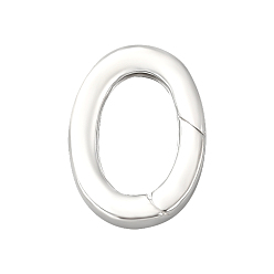 Серебро 1pc 925 Кольца с пружинным затвором из стерлингового серебра, овальные, серебряные, 14x10x2.5 мм