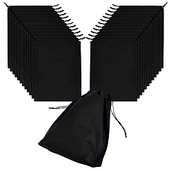 Черный 24 шт. полиэстеровые мешки для хранения на завязках, прямоугольные, чёрные, 40x30x0.03 см