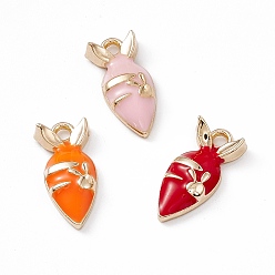 Mixed Color Alloy Enamel Pendants, Golden, Carrot with Rabbit Charm, Mixed Color, 17x8x3.5mm, Hole: 1.8mm