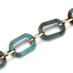 Темно-Коричневый  Цепочки из акрила ручной работы, с алюминиевыми кабельными звеньями, для изготовления ювелирных изделий, золотой свет, темнокоричневый цвет, ссылка: 22.5x15x3мм и 15x8x2мм, 39.37 дюйм (1 м) / прядь