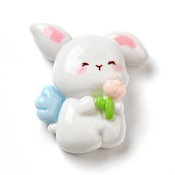 Pink Opaque Resin Cabochons, Rabbit, Pink, 27.5x23x9mm