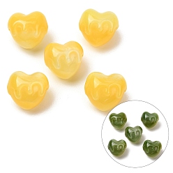Yellow Resin UV Reactive Beads, Color Changing Beads, Melting Heart, Yellow, 15.5x18x15.5mm, Hole: 2mm
