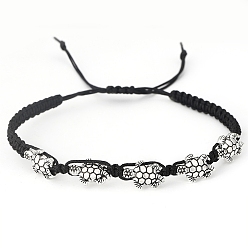 Turtle Сплав плетёные браслеты из бисера, античное серебро, черепаха, 6-1/4~10-1/4 дюйм (16~26 см)