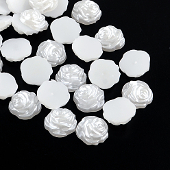 White ABS Plastic Imitation Pearl Cabochons, Flower, White, 12x5mm, about 1000pcs/bag