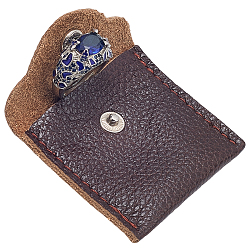 Кокосово-Коричневый 1Квадратные кожаные сумки для хранения колец с кнопкой, мешочки для хранения ювелирных изделий для упаковки колец, кокосового коричневый, 5.6x6x0.9 см