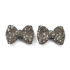 Черный Алмаз Полимерная глина стразы бусины в форме банта, Фокальные бусины для изготовления бижутерии и брелоков, черный алмаз, 28x39x13 мм, отверстие : 1.8 мм