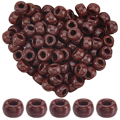 Кокосово-Коричневый 800шт непрозрачные пластиковые бусины, баррель, кокосового коричневый, 9x6 мм, отверстие : 3.8 мм
